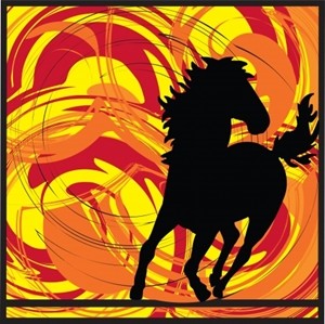 Horse with Orange background running fee